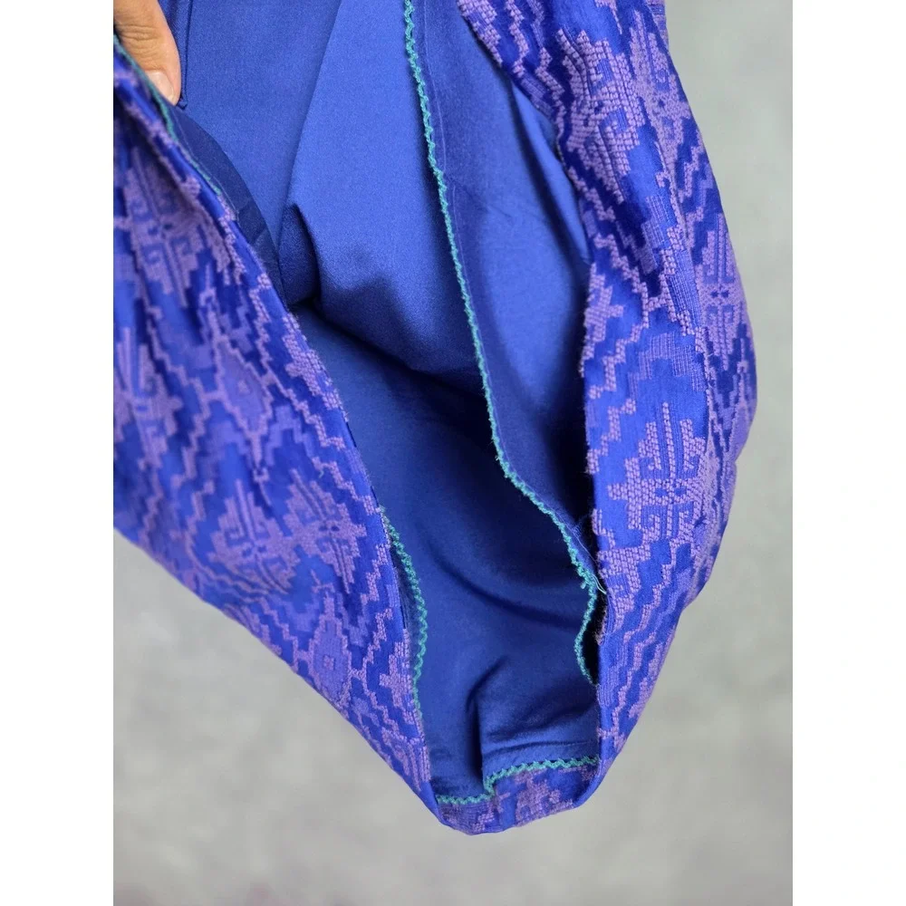 Anthropologie Maeve Averie Blue Jacquard Fit & Flare Sleeveless Dress Sz 2